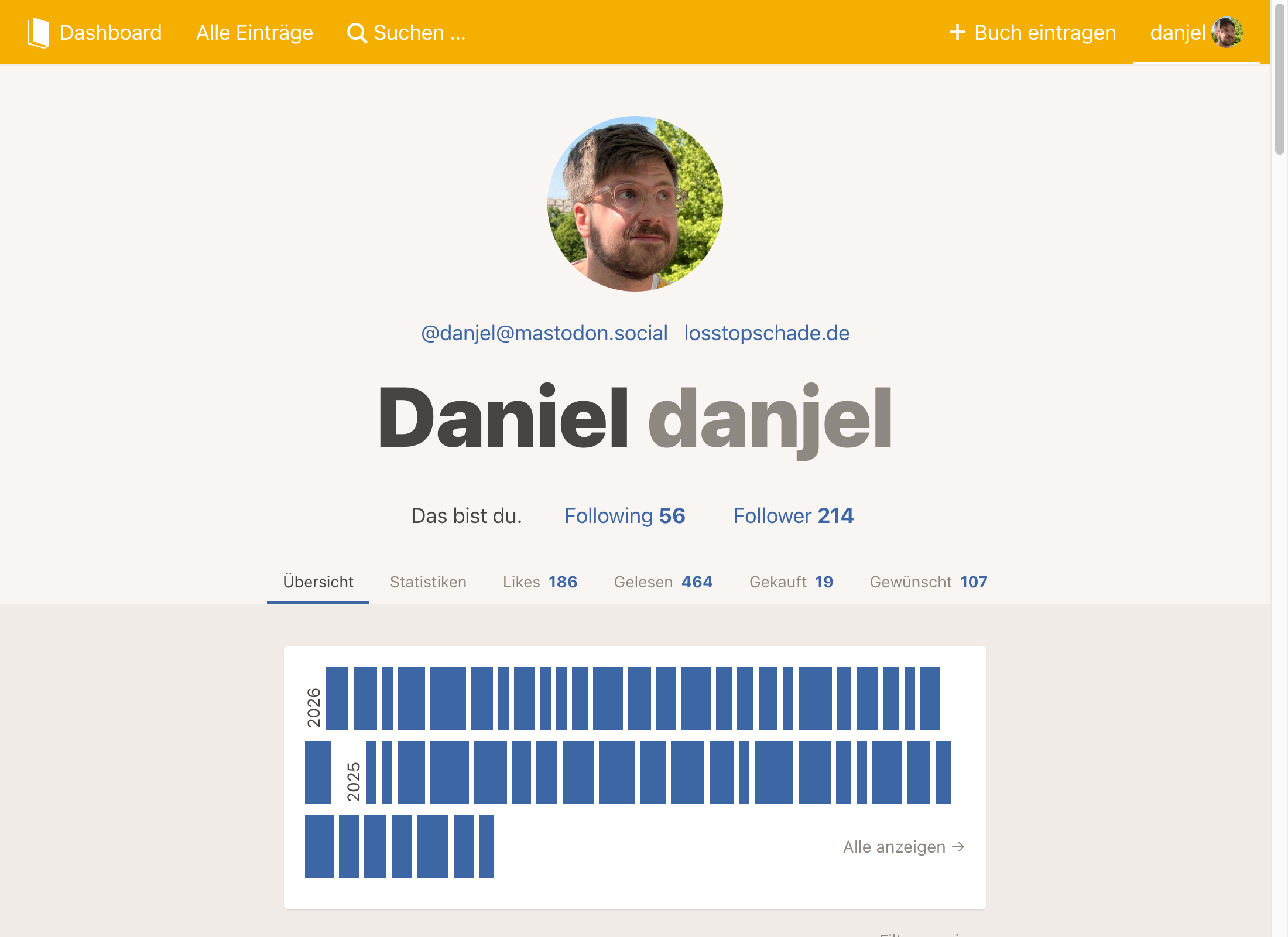 Screenshot: Profil von Daniel
